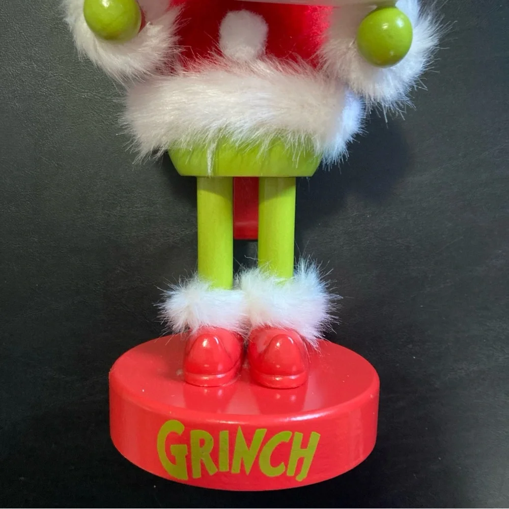 THE GRINCH Dr Seuss w/ Turkey Wood Nutcracker Santa 11” New Grinchmas - Picture 4 of 11